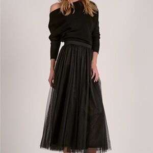 Elan Black Midi Tulle Skirt